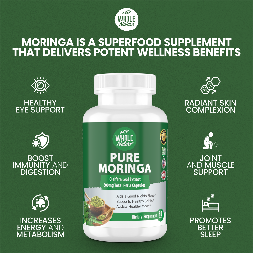 Moringa Capsules, 800mg Organic Moringa Oleifera