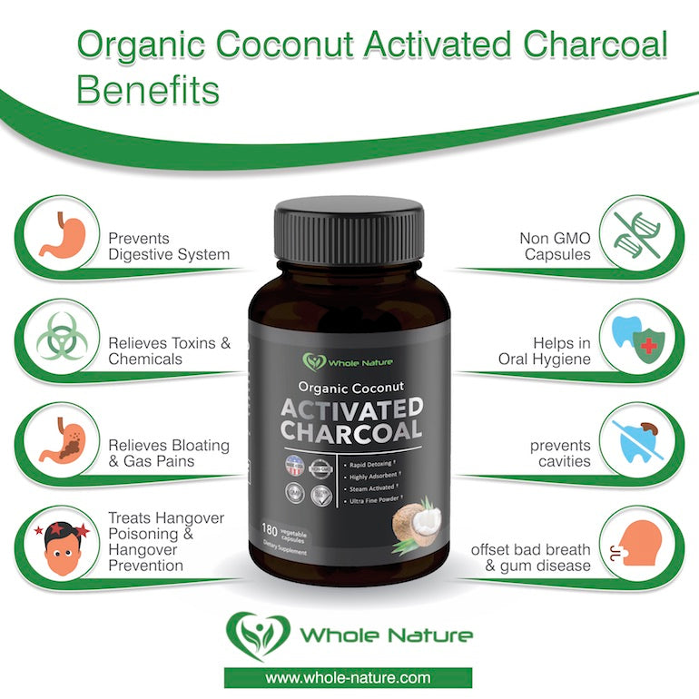 Whole Nature Organic Coconut Activated Charcoal Capsules, - Whole Nature Vitamins & Supplements