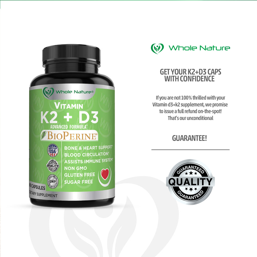 Whole Nature K2 (MK7)+D3 Plus Calcium - Whole Nature Vitamins & Supplements