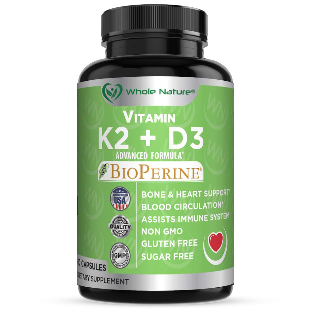 Whole Nature K2 (MK7)+D3 Plus Calcium - Whole Nature Vitamins & Supplements