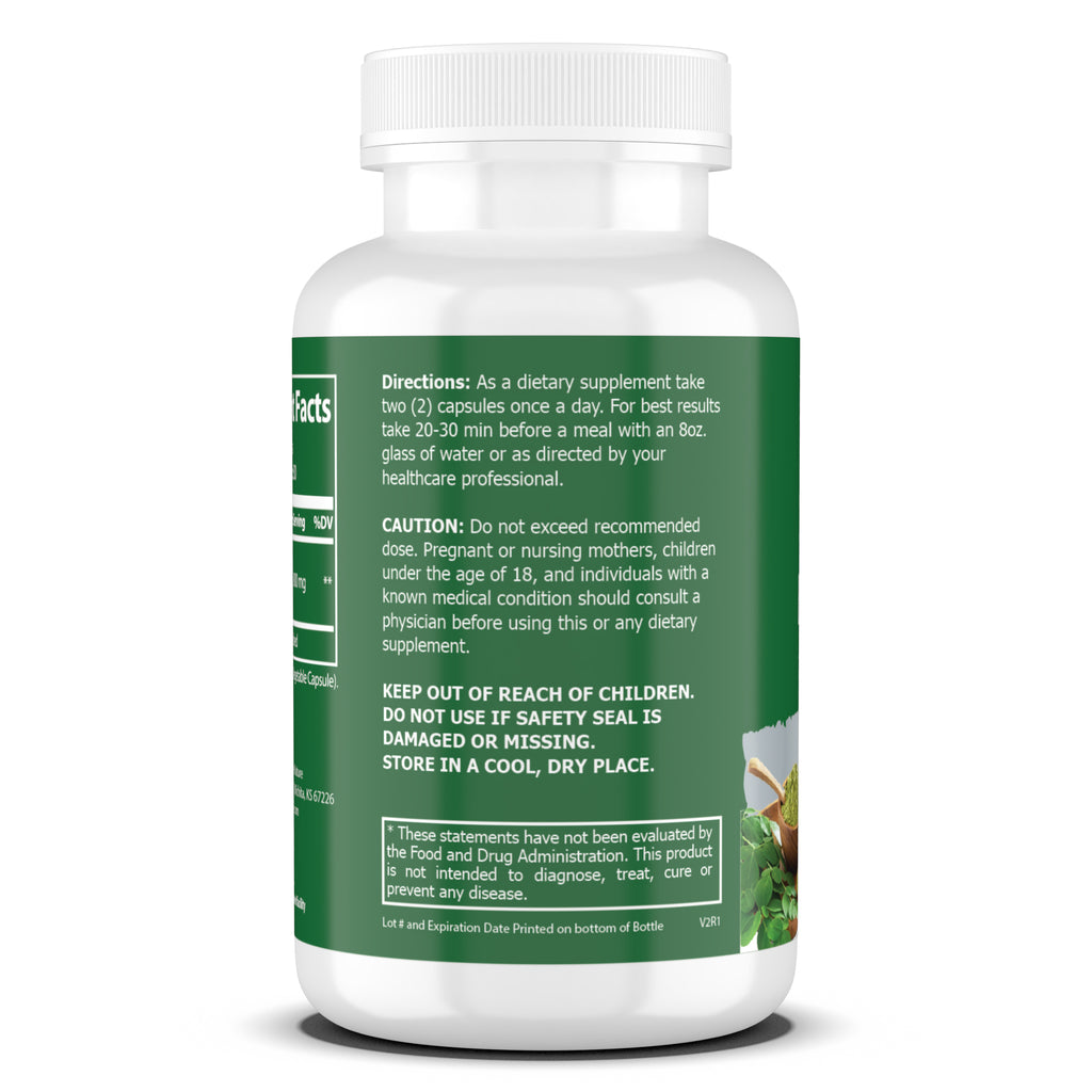 Moringa Capsules, 800mg Organic Moringa Oleifera