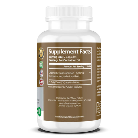 Image of Cinnamon Capsules 1200mg, Made With Organic Ceylon