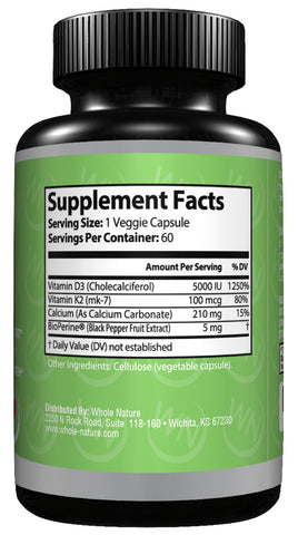 Image of Whole Nature K2 (MK7)+D3 Plus Calcium - Whole Nature Vitamins & Supplements