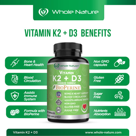 Image of Whole Nature K2 (MK7)+D3 Plus Calcium - Whole Nature Vitamins & Supplements